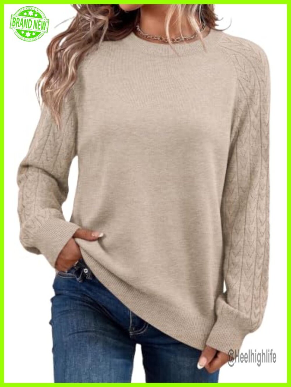 Womens Lightweight Knit Sweater Crew Neck Long Sleeve Pullover Top